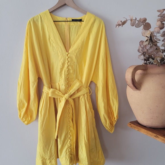 Banana Republic Dresses & Skirts - Banana Republic Sunny Yellow 100% Linen Dress Sz L Cotton Lining